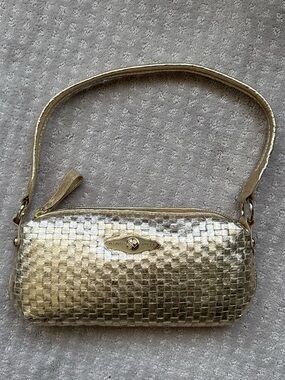 Elliott Lucca Metallic Gold Woven Clutch Shoulder Bag